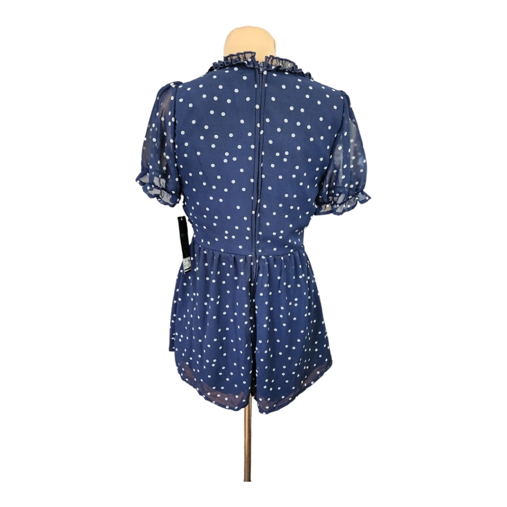 TRIXXI Navy Ruffle Polkadot Romper - Size L - Picture 5 of 14